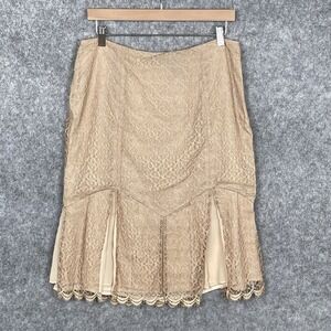 Dana Buchman‎ Delicate Fairy Lacy Silk Flared Pleat Skirt Size 10 Romantic Retro